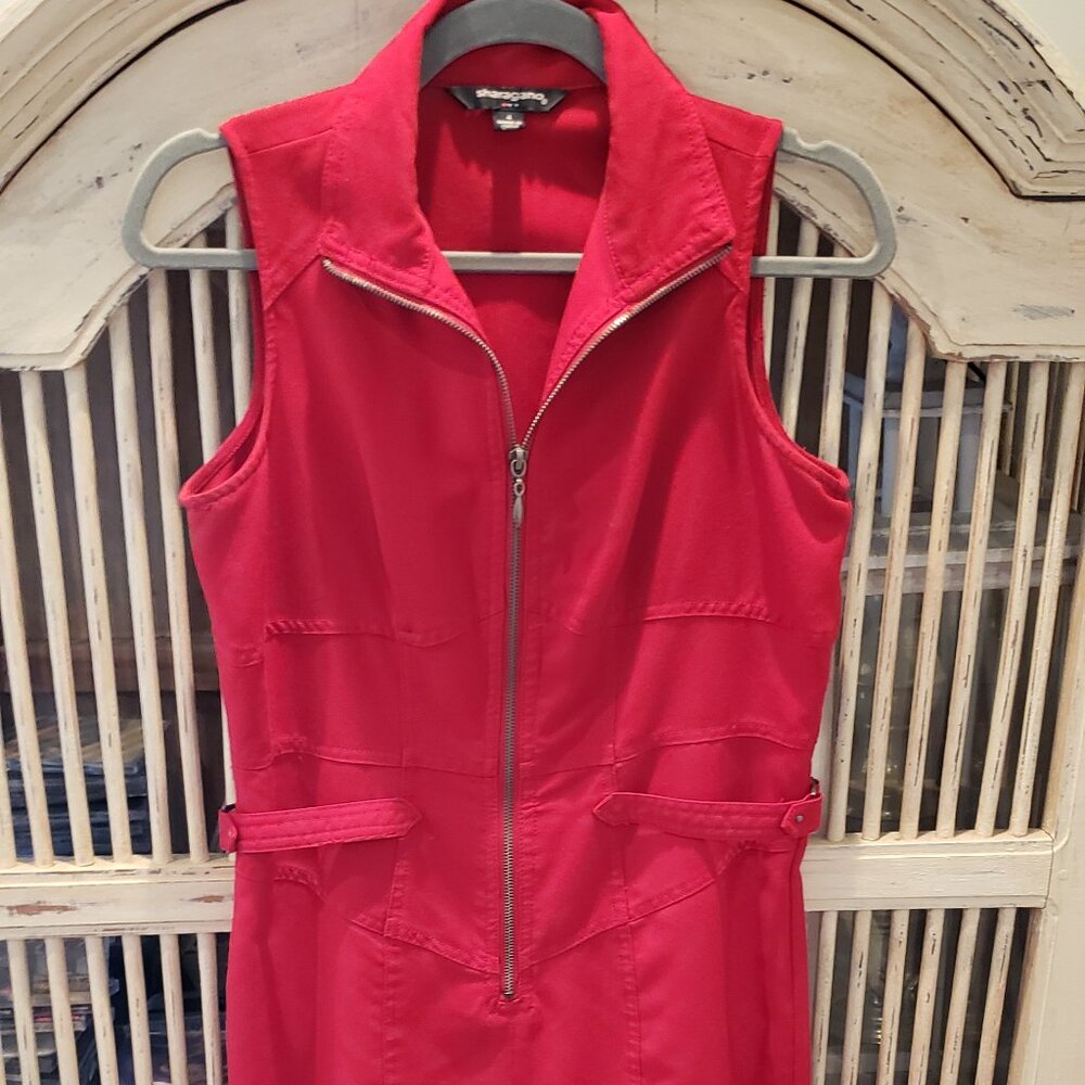 Sharagano Sleeveless Red Dress with Front Zipper
